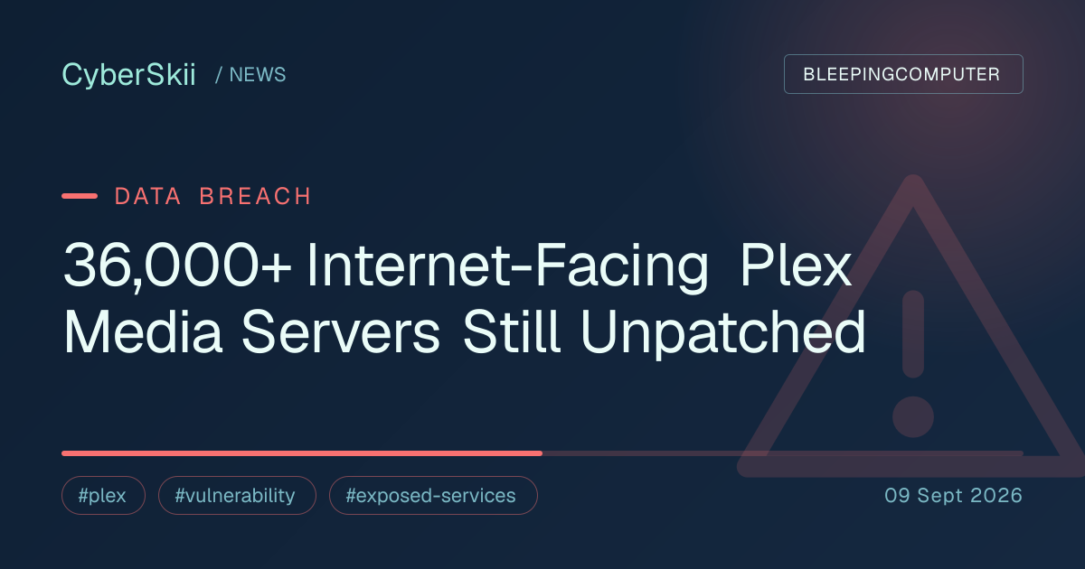 36,000+ Internet-Facing Plex Media Servers Still Unpatched — CyberSkii News
